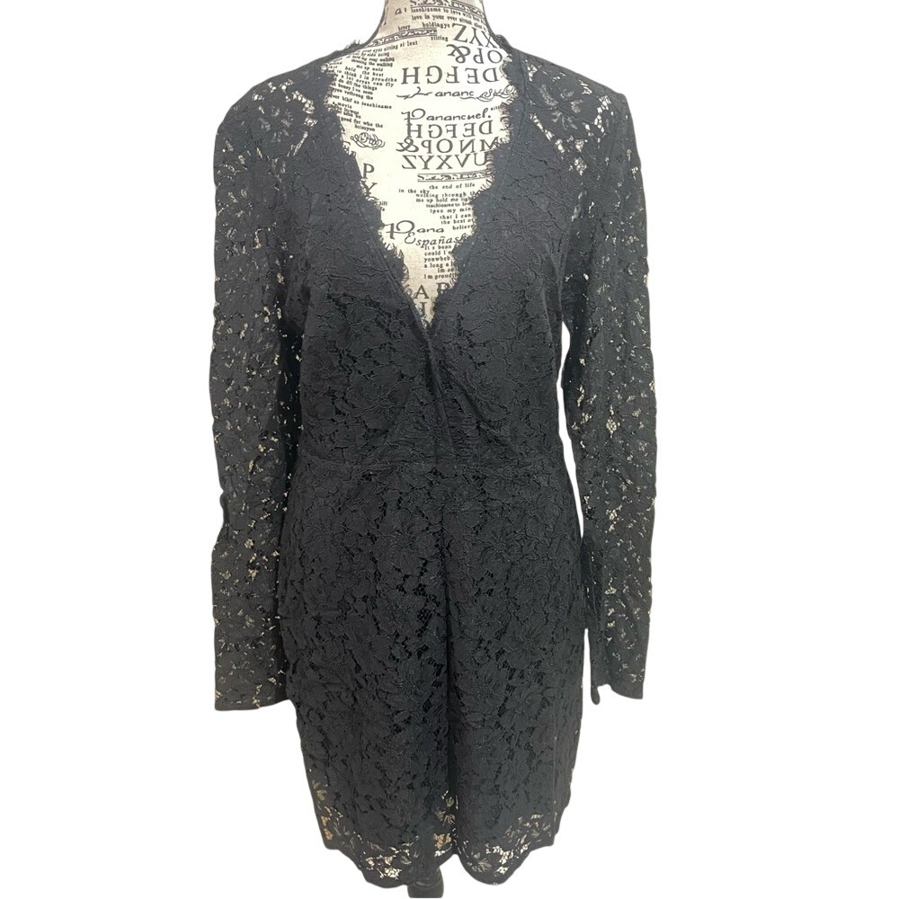 Wayf Elegant Black Lace Dress
